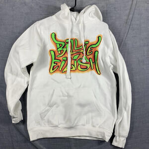 Billie Eilish Hoodie Unisex XS White Graphic Spell Out Band Hooded Sweatshirt
